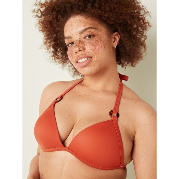 NWT PINK Victoria's Secret XL Amber Clay Bikini Push-up Top V Front Itsy Bottom - Picture 5 of 16